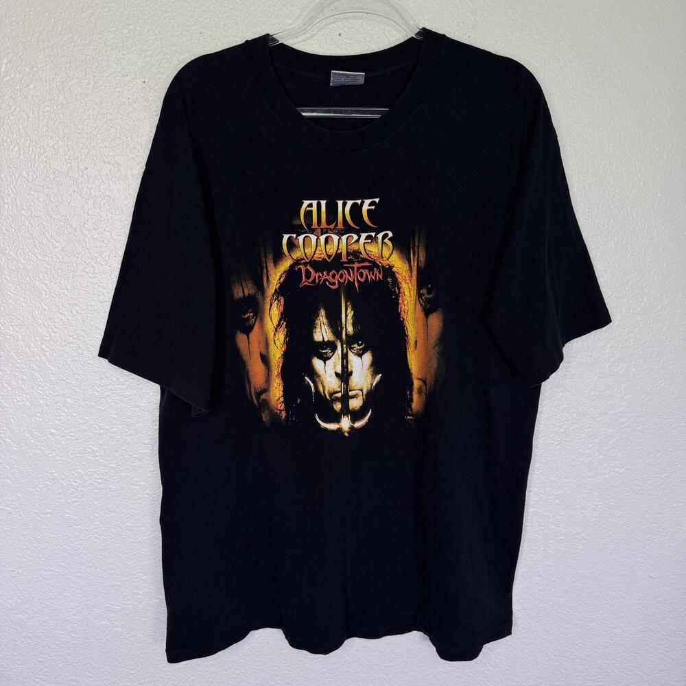 Vintage Alice Cooper Shirt Men XXL Dragontown Tour 2001 Tee Black All Sport 2XL
